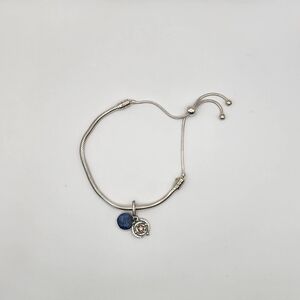 Pandora Silver Adjustable Charm Bracelet with Blue & Silver Charms
